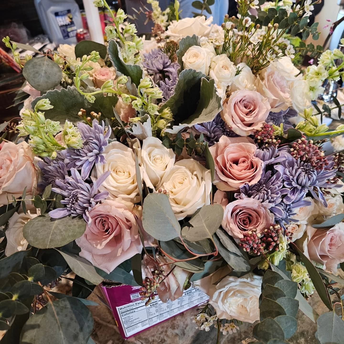 Luxury floral centerpiece with soft tones - real client work